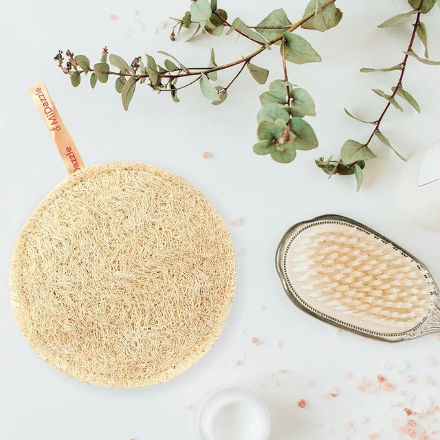 Midazzle 100% Natural Body Scrubber Loofah for Bathing | Gentle Exfoliation | Removes Dead Skin & Dirt | Eco-Friendly, Chemical-Free Bath Accessory for Smooth & Healthy Skin