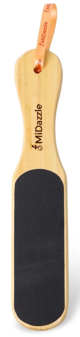 Midazzle Double Sided Wooden Foot File Scrubber - MIFF5201 | Dead Skin & Callus Remover | Pedicure Tool with Comfortable Wooden Handle | Soft, Smooth Feet Care