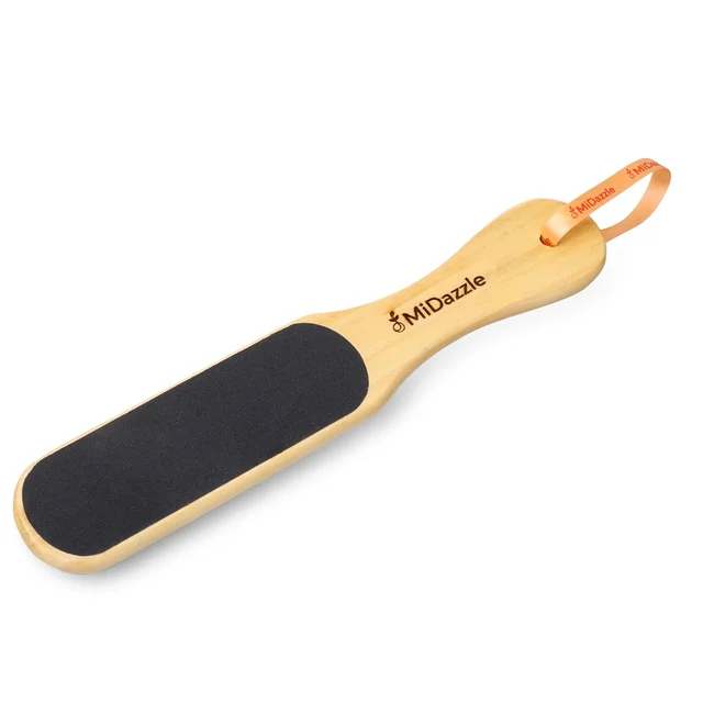 Midazzle Double Sided Wooden Foot File Scrubber - MIFF5201 | Dead Skin & Callus Remover | Pedicure Tool with Comfortable Wooden Handle | Soft, Smooth Feet Care