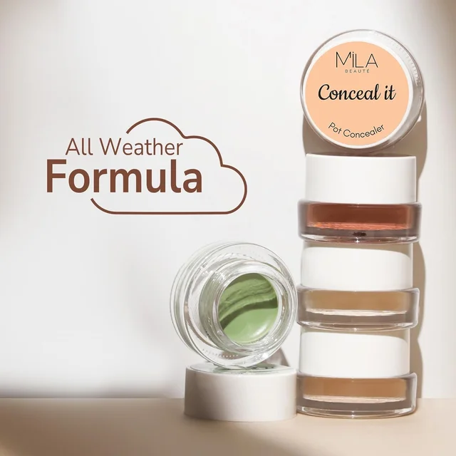 Mila Beaute Conceal It Pot Concealer with Brush (01 Rich Vanilla), 4g with Full Coverage & Lightweight | SPF 15 & Vitamin E, Matte Finish | Crease-Free & Long-Lasting Wear
