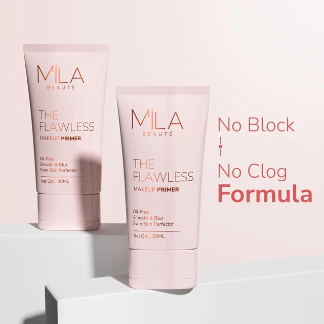 Mila Beaute Flawless Makeup Primer 30ml | Oil-Free & Mattifying Finish | Smooth Texture & Blurs Pores | Lightweight Formula for Long-Lasting, Flawless Makeup Base