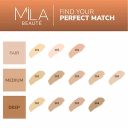Mila Beaute Longwear Weightless Foundation (304 Golden Caramel), 30ml | Full Coverage & Lightweight | Hydrating & Matte Finish | Long-Lasting & SPF 15 Protection