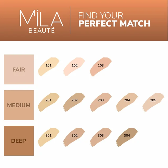Mila Beaute Longwear Weightless Foundation (304 Golden Caramel), 30ml | Full Coverage & Lightweight | Hydrating & Matte Finish | Long-Lasting & SPF 15 Protection