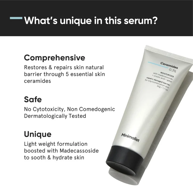 Minimalist 0.3% Ceramide Face Moisturizer 50g | Barrier Repair & Deep Hydration | Daily Lightweight Face Cream | Oil-Free Moisturizer for Oily & Combination Skin
