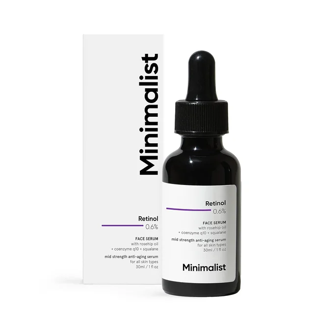 Minimalist 0.6% Retinol Face Serum 30 ml | With Rosehip Oil, Coenzyme Q10 & Squalane | Mid-Strength Anti-Aging Serum | Reduces Fine Lines & Wrinkles | All Skin Types