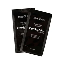 Miss Claire Charcoal Nose Strip 1.2g | Deep Cleansing Blackhead Remover Strip | Activated Charcoal Pore Strip for Nose | Removes Dirt, Oil & Whiteheads | Smooth Clear Skin