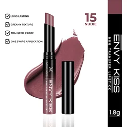 Miss Claire Envy Kiss Non Transfer Lipstick 15 Nudie 1.8g | Natural Matte Finish | Long Lasting Smudge Proof Transfer Resistant Lightweight Nude Mauve Lip Color