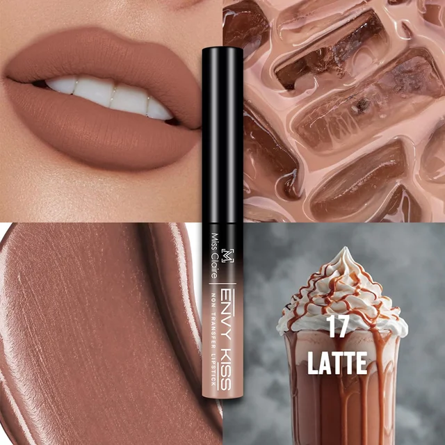 Miss Claire Envy Kiss Non Transfer Lipstick 17 Latte 1.8g | Matte Nude Finish | Long Lasting Smudge Proof Transfer Resistant Lightweight Lip Color