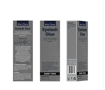Miss Claire Eyelash Glue Dark Tone 5g | Black Finish False Eyelash Adhesive | Quick Dry Waterproof Lash Glue | Strong Long Lasting Hold | Easy Apply Professional Lash Fixing Glue