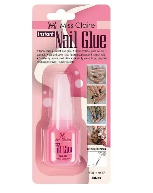 Miss Claire Nails Glue Clear 10g | Strong Adhesive Nail Glue for Artificial & False Nails | Quick Dry Nail Extension Glue | Long Lasting Hold | Nail Art & Press On Nails Glue