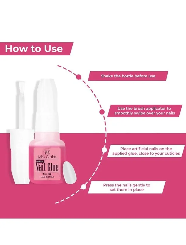 Miss Claire Nails Glue Clear 10g | Strong Adhesive Nail Glue for Artificial & False Nails | Quick Dry Nail Extension Glue | Long Lasting Hold | Nail Art & Press On Nails Glue