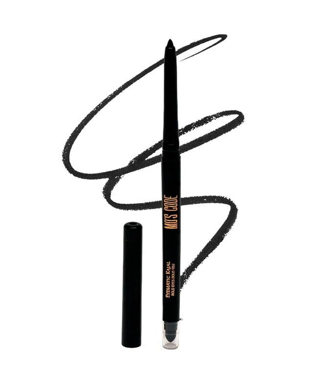 MOS CODE Eyematic Kajal 0.4gm - Abyss Black | Bold Eyes Bold You | Waterproof & Smudgeproof Kajal | Single Stroke Matte Finish | Long Lasting | Plant-Based | Paraben & Alcohol Free | Cruelty-Free