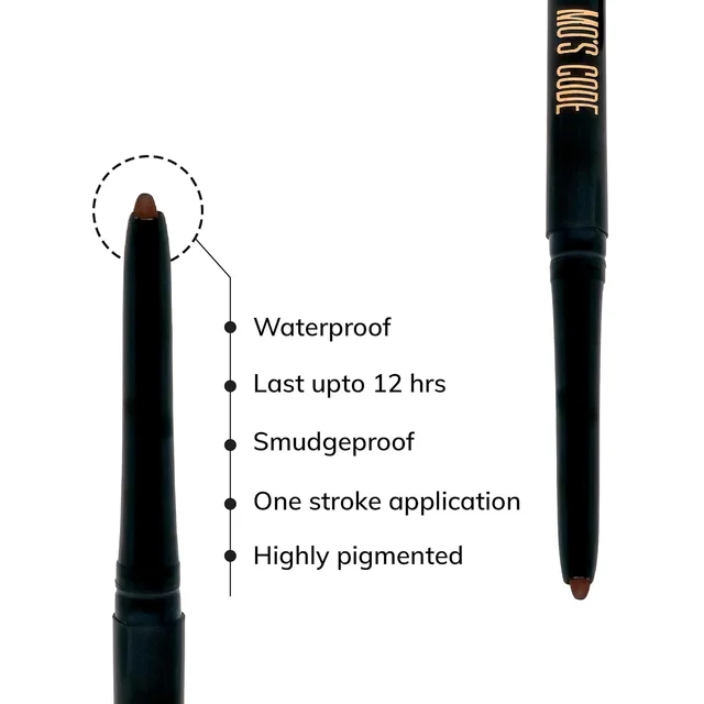 MOS CODE Eyematic Kajal 0.4gm - Earthy | Bold Eyes Bold You | Waterproof & Smudgeproof | Single Stroke Application | Long Lasting Matte Finish | Plant-Based | Paraben & Alcohol Free | Cruelty-Free