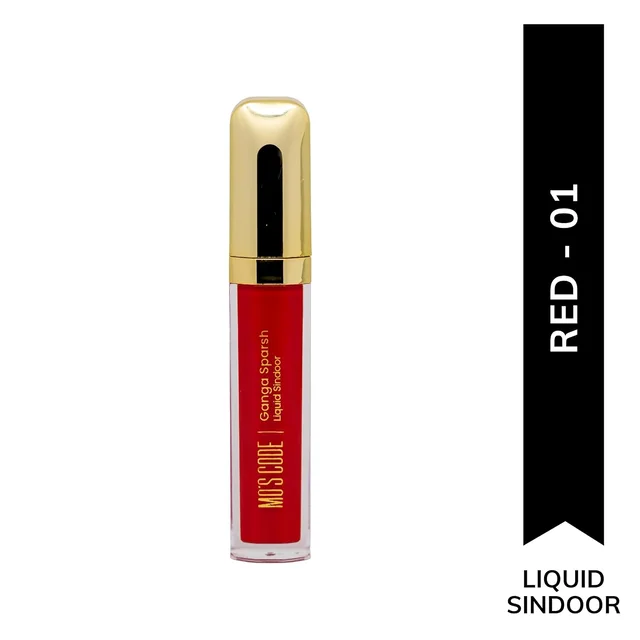 Mos Code Ganga Sparsh Liquid Sindoor 7ml - Red | Long Lasting, Sweatproof & Smudgeproof | Quick Dry Formula | Paraben Free, Cruelty Free Traditional Sindoor