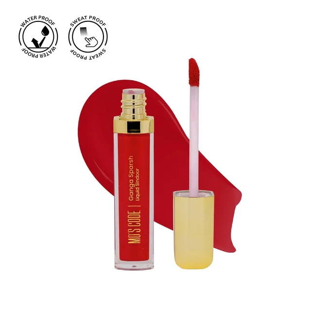 Mos Code Ganga Sparsh Liquid Sindoor 7ml - Red | Long Lasting, Sweatproof & Smudgeproof | Quick Dry Formula | Paraben Free, Cruelty Free Traditional Sindoor