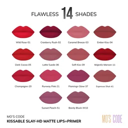 MOS CODE Kissable Slay HD Matte Cryon Lipstick withLips + Primer 1.6g, Flamingo Glow 37 | Waterproof, Smudge Proof, Long Lasting Matte Lipstick | Vitamin E Enriched, Hydrating