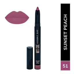 MOS CODE Kissable Slay HD Matte Cryon Lipstick withLips + Primer 1.6g, Sunset Peach 51 | Waterproof, Smudge Proof, Long Lasting Matte Lipstick | Vitamin E Enriched, Hydrating