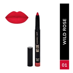 MOS CODE Kissable Slay HD Matte Cryon Lipstick withLips + Primer 1.6g, Wild Rose 01 | Waterproof, Smudge Proof, Long Lasting Matte Lipstick | Vitamin E, Hydrating, Alcohol Free