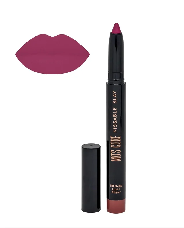 MOS CODE Kissable Slay HD Matte Cryon Lipstick withLips + Primer 1.6g, Flamingo Glow 37 | Waterproof, Smudge Proof, Long Lasting Matte Lipstick | Vitamin E Enriched, Hydrating