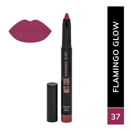 MOS CODE Kissable Slay HD Matte Cryon Lipstick withLips + Primer 1.6g, Flamingo Glow 37 | Waterproof, Smudge Proof, Long Lasting Matte Lipstick | Vitamin E Enriched, Hydrating