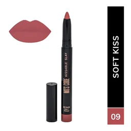 MOS CODE Kissable Slay HD Matte Cryon Lipstick withLips + Primer 1.6g, Soft Kiss 09 | Waterproof, Smudge Proof, Long Lasting Matte Lipstick | Vitamin E Enriched, Hydrating