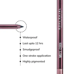 MOS CODE Kohl Kajal Pencil 1.5gm - Venta Black | Waterproof & Smudgeproof | Long Wearing | Single Stroke Application | Matte Finish | Enriched with Vitamin E & Almond Oil | Intense Black Kajal