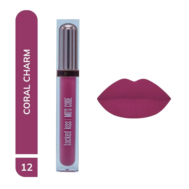 MOS CODE MOS Code Locked Kiss Transfer Proof Liquid Lipstick 7ml - Shade 12 Coral Charm | Waterproof, Smudgeproof, Long-Wearing & Hydrating | Vitamin E, Jojoba Oil, Argan Oil & Shea Butter