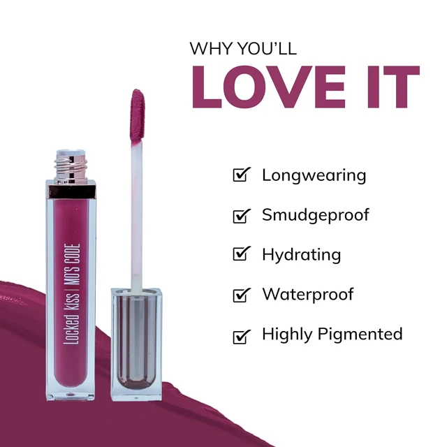 MOS CODE MOS Code Locked Kiss Transfer Proof Liquid Lipstick 7ml - Shade 06 Wine Stain | Waterproof, Smudgeproof, Long-Wearing & Hydrating | Vitamin E, Jojoba Oil, Argan Oil & Shea Butter