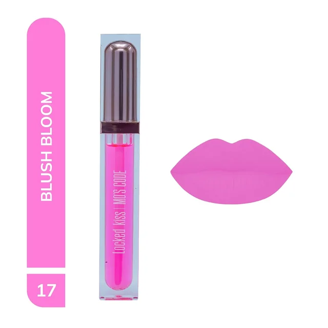 MOS CODE MOS Code Locked Kiss Transfer Proof Liquid Lipstick 7ml - Shade 17 Blush Bloom | Waterproof, Smudgeproof, Long-Wearing & Hydrating | Vitamin E, Jojoba Oil, Argan Oil & Shea Butter