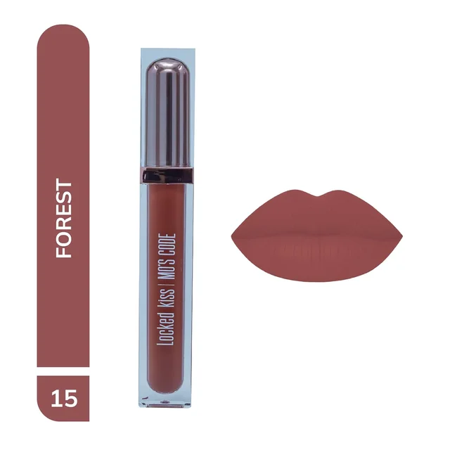 MOS CODE MOS Code Locked Kiss Transfer Proof Liquid Lipstick 7ml - Shade 15 Forest | Waterproof, Smudgeproof, Long-Wearing & Hydrating | Vitamin E, Jojoba Oil, Argan Oil & Shea Butter