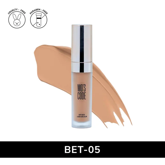 MOS CODE Soft Matte Liquid Concealer 8g - Bet Shade | Full Coverage | Blendable | Long-Lasting | Sweat Proof | Transferproof | Lightweight Matte Finish