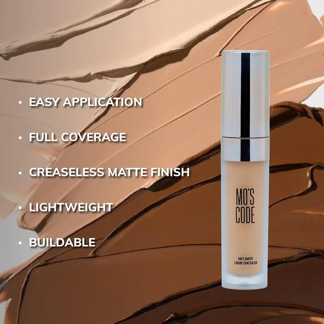 MOS CODE Soft Matte Liquid Concealer 8g - Lit Shade | Full Coverage Matte Finish | Blendable, Transfer-Proof & Sweat-Proof | Long-Lasting Lightweight Concealer