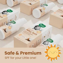 Mother Sparsh Milky Mineral Baby Sunscreen 50g| Ultra-Light Sunscreen Lotion with SPF 30, Broad Spectrum UVA/UVB Protection | Baby Lotion with Milk Protein, Coconut Oil & Vitamin E