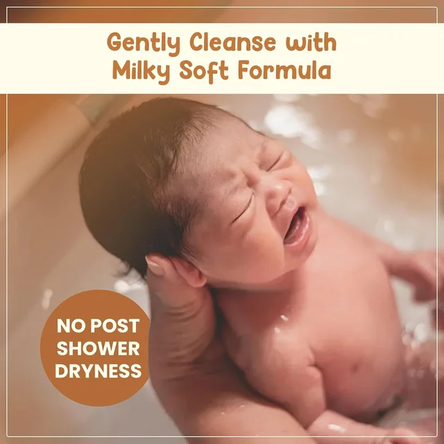 Mother Sparsh Milky Mineral Baby wash 200ml | Gentle & Hydrating Baby Body Wash with Milk Protein, Coconut Oil & Vitamin E | Dermatologically Tested, Tear-Free Formula
