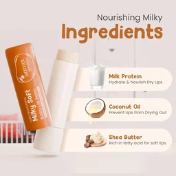 Mother Sparsh Milky Mineral Lip Balm 4g | Hydrating Lip Balm with Coconut Oil, Milk Protein & Vitamin E | Nourishes and Softens Lips, Non-Greasy Formula