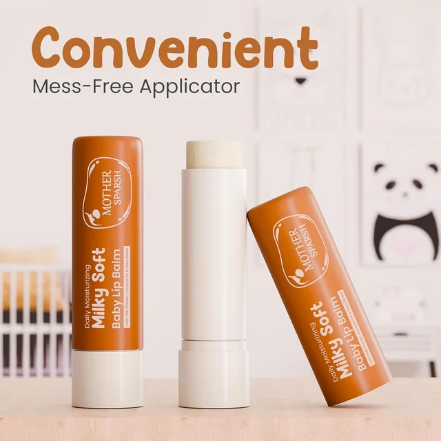 Mother Sparsh Milky Mineral Lip Balm 4g | Hydrating Lip Balm with Coconut Oil, Milk Protein & Vitamin E | Nourishes and Softens Lips, Non-Greasy Formula