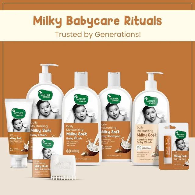Mother Sparsh Milky Soft Baby Lotion 200ml | Deeply Moisturizes & Nourishes | Enriched with Coconut Oil, Milk Protein & Shea Butter | Gentle & Safe for Baby's Delicate Skin