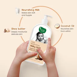 Mother Sparsh Milky Soft Head to Toe Baby Wash 200ml | Coconut based Cleanser & Milk protein, vitamin e | Gentle, Tear-Free Formula for Soft & Healthy Baby Skin
