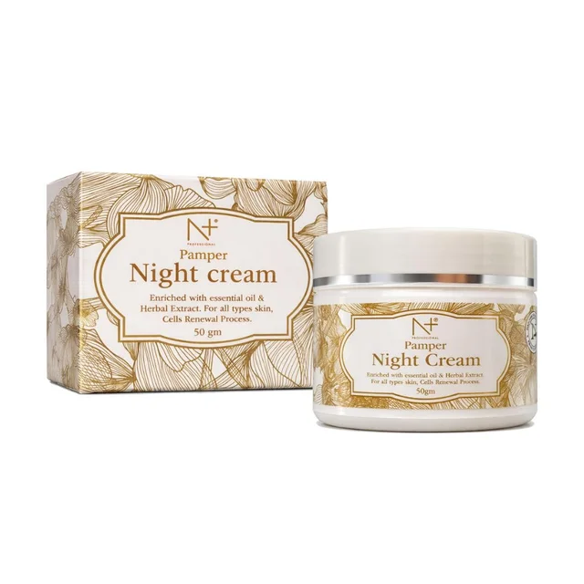 N Plus N+ Pamper Night Cream 50g | Enriched with Essential Oil & Herbal Extracts | Overnight Moisturizing Skin Care Cream for All Skin Types | Nourishes & Softens Skin