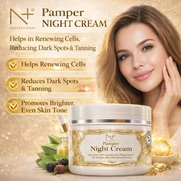 N Plus N+ Pamper Night Cream 50g | Enriched with Essential Oil & Herbal Extracts | Overnight Moisturizing Skin Care Cream for All Skin Types | Nourishes & Softens Skin