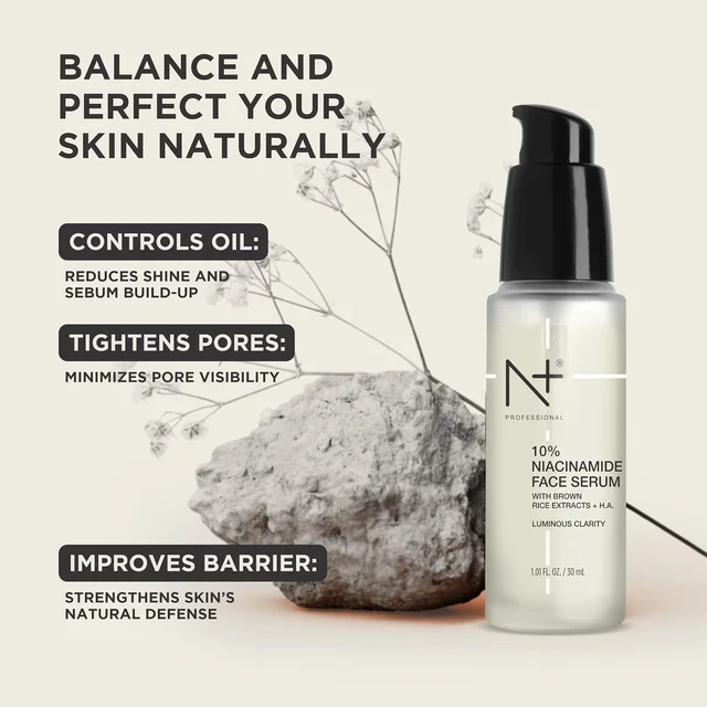 N Plus 10% Niacinamide Face Serum 30ml | With Brown Rice Extracts & Hyaluronic Acid | For Luminous Clarity | Helps Brighten Dull-Looking Skin & Improve Uneven Tone