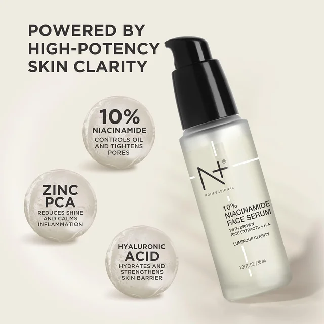 N Plus 10% Niacinamide Face Serum 30ml | With Brown Rice Extracts & Hyaluronic Acid | For Luminous Clarity | Helps Brighten Dull-Looking Skin & Improve Uneven Tone