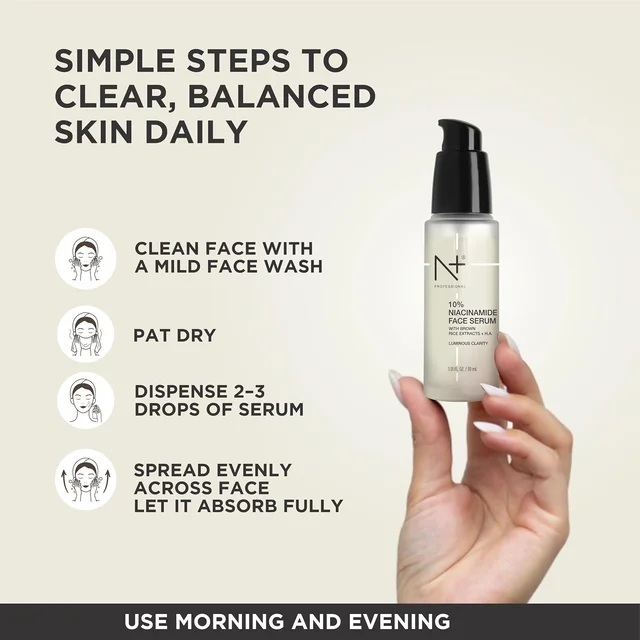 N Plus 10% Niacinamide Face Serum 30ml | With Brown Rice Extracts & Hyaluronic Acid | For Luminous Clarity | Helps Brighten Dull-Looking Skin & Improve Uneven Tone