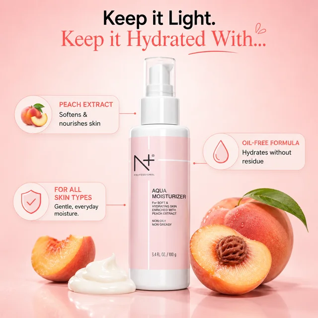 N Plus Aqua Moisturizer 100ml | Peach Extract Enriched Face Moisturizer for Soft & Hydrated Skin | Daily Hydrating Cream for Smooth