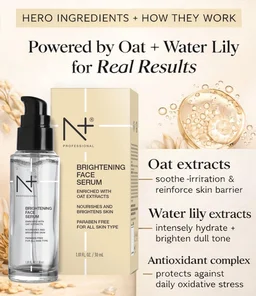 N Plus Brightening Face Serum 30ml | Enriched with Oat Extracts | Helps Brighten Dull-Looking Skin | Hydrating & Nourishing Facial Serum for a Fresh, Smooth & Radiant Look