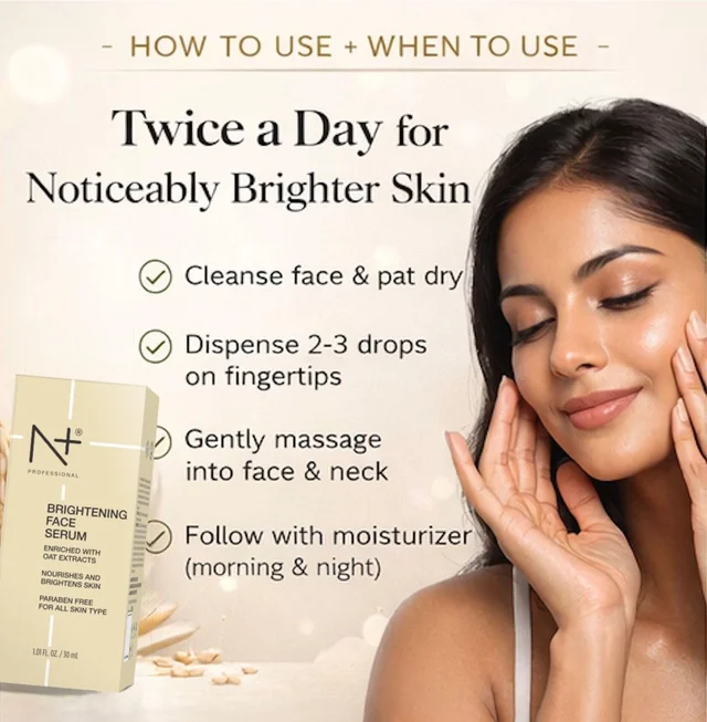 N Plus Brightening Face Serum 30ml | Enriched with Oat Extracts | Helps Brighten Dull-Looking Skin | Hydrating & Nourishing Facial Serum for a Fresh, Smooth & Radiant Look