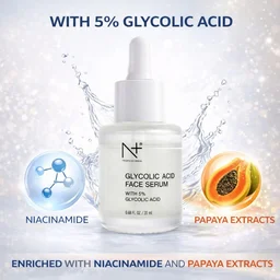 N Plus Glycolic Acid 5% Serum 20ml | Helps Reduce Appearance of Tanning & Dark Spots | Exfoliating Face Serum for Brighter, Smoother & Even-Looking Skin