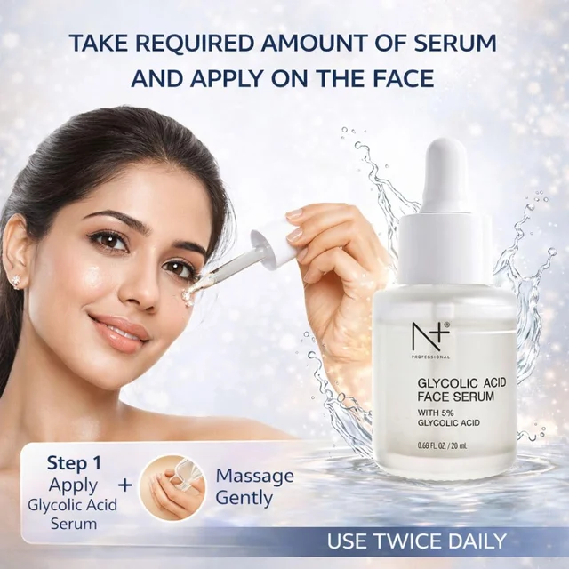 N Plus Glycolic Acid 5% Serum 20ml | Helps Reduce Appearance of Tanning & Dark Spots | Exfoliating Face Serum for Brighter, Smoother & Even-Looking Skin