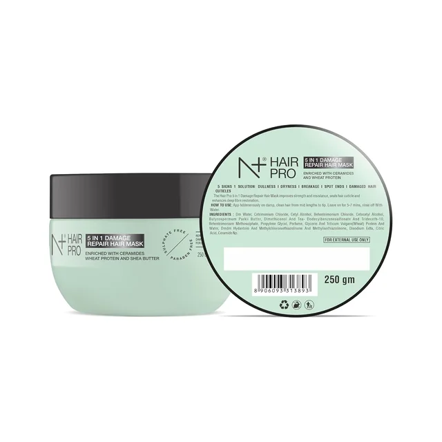 N Plus Hair Pro 5 In 1 Damage Repair Hair Mask 250g | Intensive Hair Treatment | Helps Nourish, Condition, Smooth & Strengthen Dry, Rough and Damaged-Looking Hair