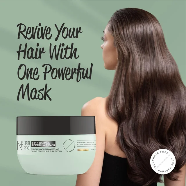N Plus Hair Pro 5 In 1 Damage Repair Hair Mask 250g | Intensive Hair Treatment | Helps Nourish, Condition, Smooth & Strengthen Dry, Rough and Damaged-Looking Hair